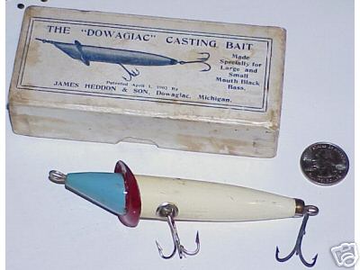 Heddon's Dowagiac Crab Wiggler Antique Wood Fish Bait 3 Tackle With Glass  Eyes Used Antique Condition 