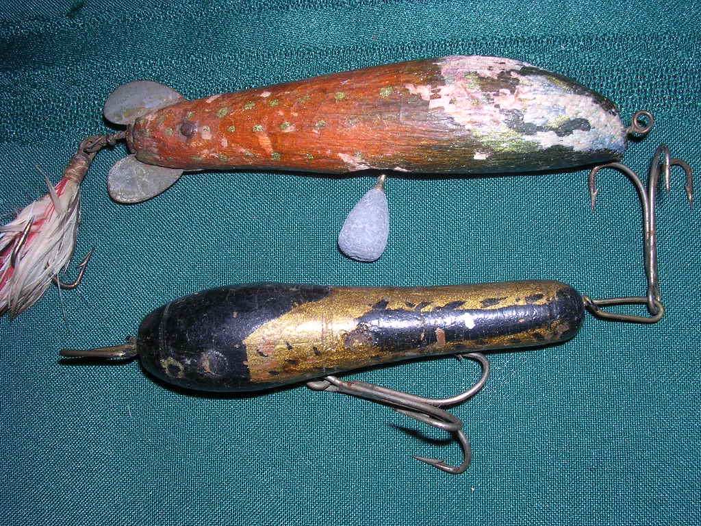 Three Carved and Painted Wooden Fishing Lures - Ruby Lane
