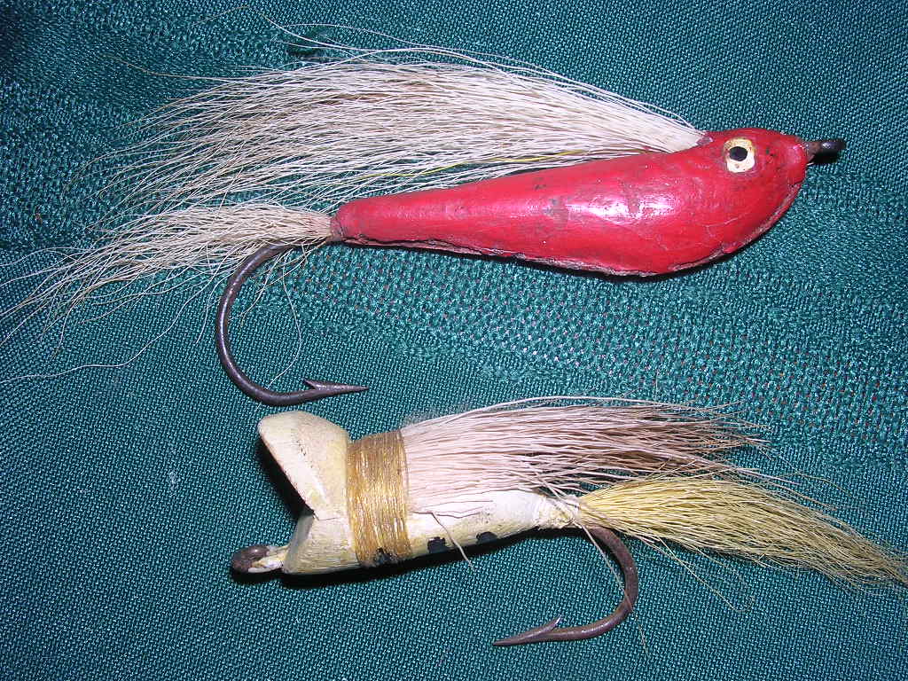2 Handmade Vintage Wooden Fishing Lures for Recycle, Decor, or DIY Projects  Folk Art Decorative 