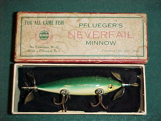Pflueger Antique Lure Sign Ad - Fin & Flame